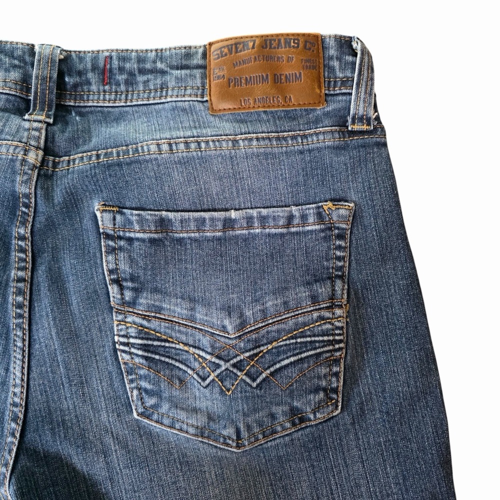 Seven7 Straight Fit Jeans Mens 32x30 Dark Wash Y2K Pocket Stitch Denim